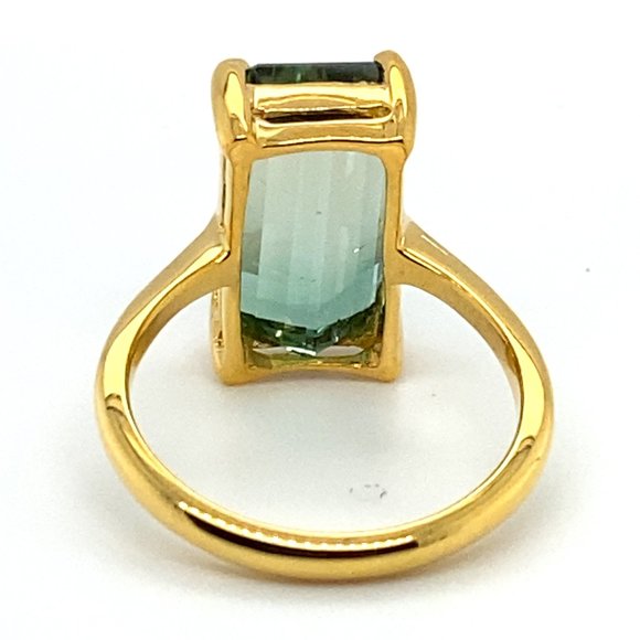 Bi Color Tourmaline 11.40ct Solid 14K Yellow Gold Ring - Picture 6 of 6
